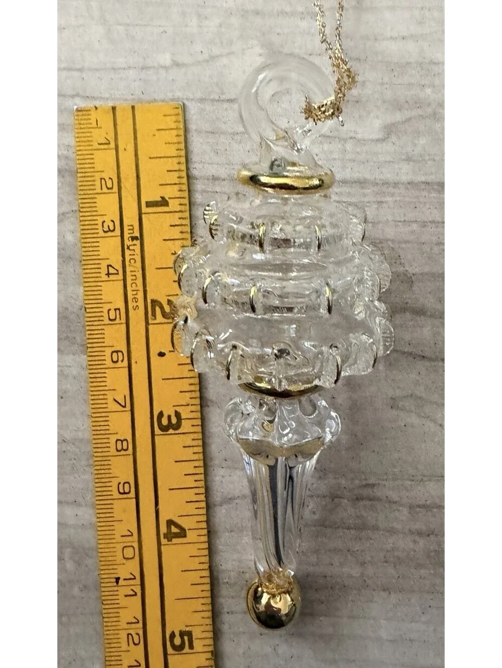 Kurt Adler Luxor Egyptian Glass Clear Gold Trim Christmas Ornament w/Tag